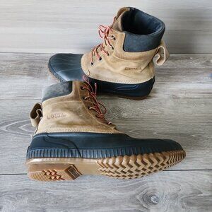 SOREL Cheyenne Waterproof Duck Boots Lace Leather Tan Black NM1704-225 Men Sz 15